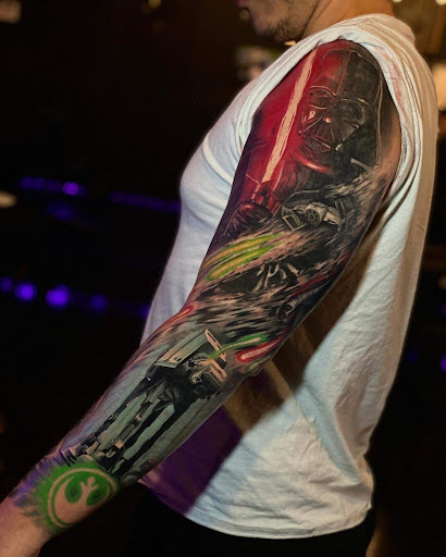 Explore microphone tattoo ideas, creative tattoo ideas in Melbourne, available at Bonnie n Clyde Tattoo Studio