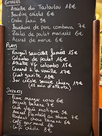 Restaurant créole Touloulou à Lille (le menu)