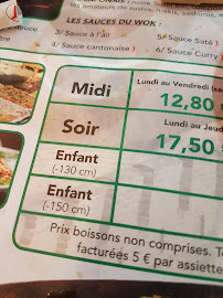 ROSNY WOK GRILL à Rosny-sous-Bois menu