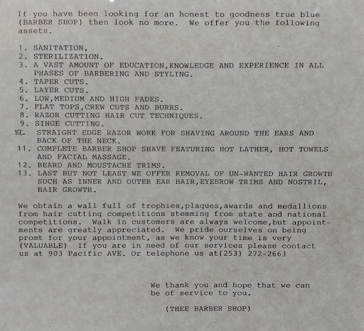 Barber Shop «Thee Barber Shop - At Freighthouse Square», reviews and photos, 2501 E D St Suite 40, Tacoma, WA 98421, USA