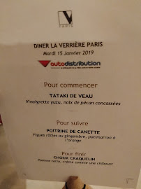 La Verrière PARIS à Paris menu