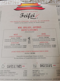 Carte du Restaurant Asiatique Feifei à Reims