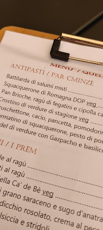 Carte du Ca’ de Bè Osteria Enoteca à Bertinoro
