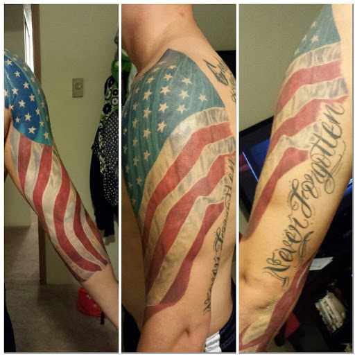 Explore themed sleeve tattoo ideas, creative tattoo ideas in Seattle, available at Art Never Dies Tattoo and Gallery