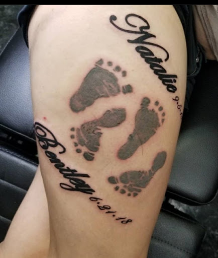 Explore thigh cover up tattoo ideas, creative tattoo ideas in Lake Placid, available at Its Better Wet