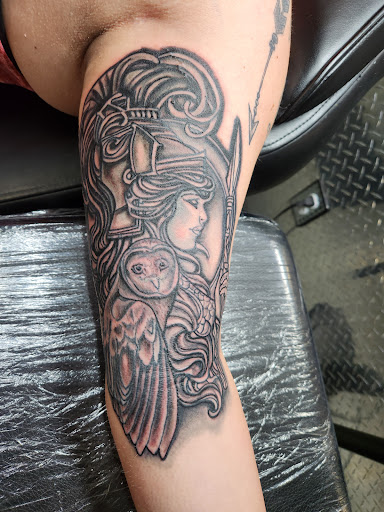 Explore womens shoulder tattoo ideas, creative tattoo ideas in Hilliard, available at 22 Caliber Tattoo Mega Studio