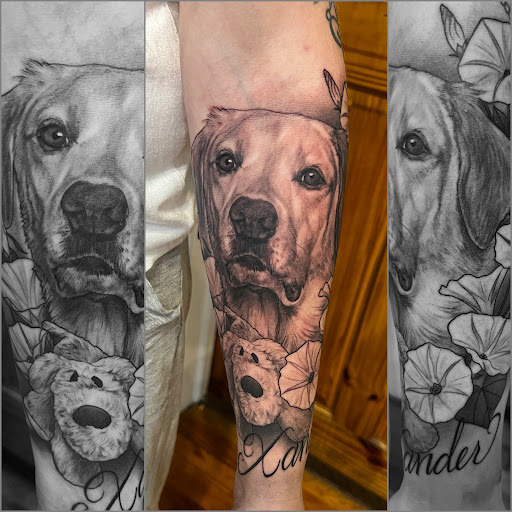 Explore lion cub tattoo ideas, creative tattoo ideas in Baldwinsville, available at Tymeless Tattoo