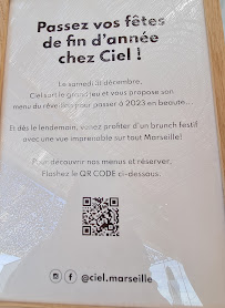 Restaurant italien Ciel | Rooftop | Marseille à Marseille (le menu)