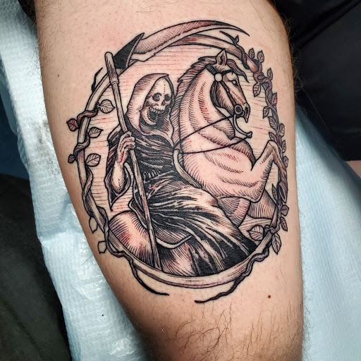 Explore rottweiler tattoo ideas, creative tattoo ideas in Buford, available at Inked Arts Tattoo Studio