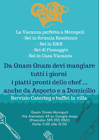 Menu / carte de Gnam Gnam Monopoli à Monopoli