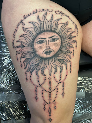 Explore hell hound tattoo ideas, creative tattoo ideas in Cincinnati, available at Opal Moon Tattoo