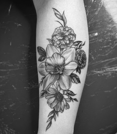 Explore 3 kids tattoo ideas for mom, creative tattoo ideas in Bryan, available at The Blackest Crow Tattoo Studio