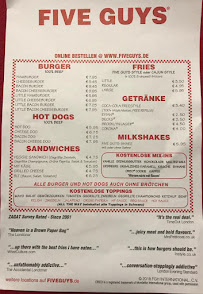 Five Guys Oberhausen CentrO à Oberhausen menu