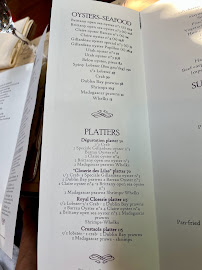 La Closerie des Lilas à Paris menu