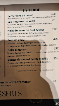 Bon Temps à La Rochelle menu