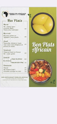 Menu / carte de Abidjan à Périgueux