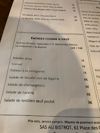 Au Bistrot à Bordeaux menu