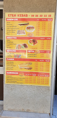 Menu / carte de Etem Kebab à Saint-Céré