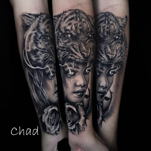 Explore men's back shoulder tattoo ideas, creative tattoo ideas in Sanford, available at Venom Ink Tattoo