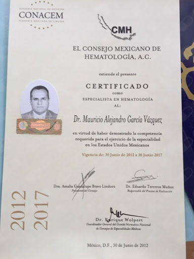 Dr. Mauricio García Vázquez, Hematólogo