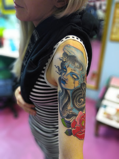 Explore blue line tattoo ideas, creative tattoo ideas in Kansas City, available at Rose Tattoo Parlor