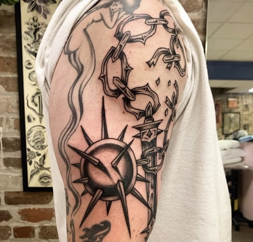 Explore road trip tattoo ideas, creative tattoo ideas in New Orleans, available at TOUGH LOVE TATTOOS