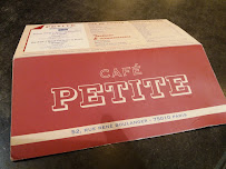 Restaurant Café Petite à Paris - menu / carte