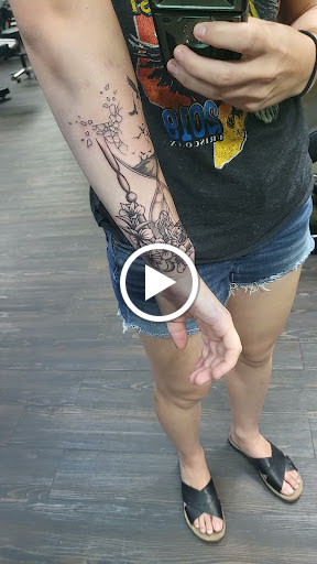 Explore half sleeve memorial tattoo ideas, creative tattoo ideas in Mckinney, available at Borrowed Time Fine Art Gallery Tattoo Shop