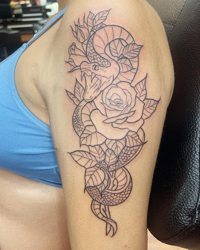 Explore stick n poke tattoo ideas, creative tattoo ideas in Cocoa, available at Rorschach Tattoo Shop and Piercing Studio