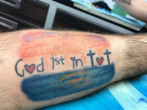 Explore trumpet tattoo ideas, creative tattoo ideas in Saint Petersburg, available at Lucky You Tattoo