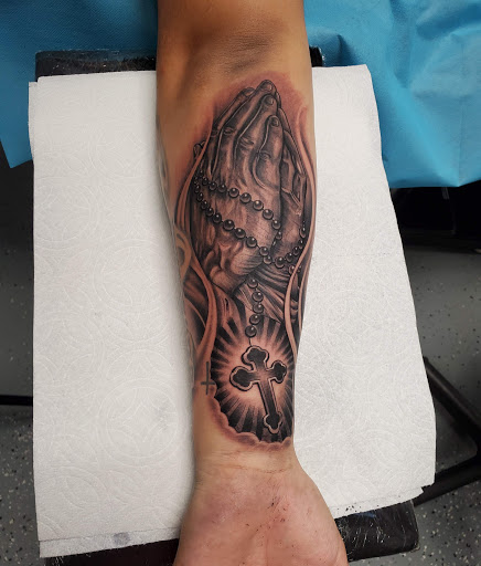 Explore mechanic tattoo sleeve ideas, creative tattoo ideas in Bakersfield, available at KUSTOM CREATIONS TATTOO & PIERCING STUDIO