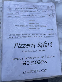 Menu / carte de Pizzeria Safara’ à Belpasso