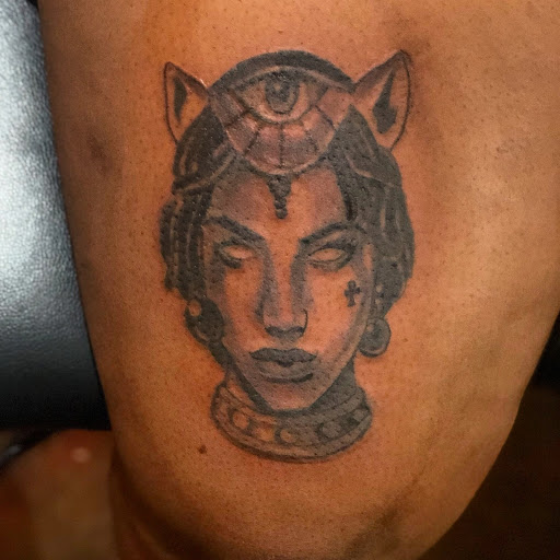 Explore egyptian sleeve tattoo ideas, creative tattoo ideas in Atlanta, available at Camp Creek Body Art & Laser