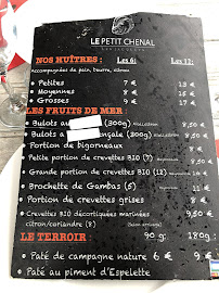 Menu du Le Petit Chenal à Lège-Cap-Ferret