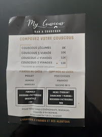 Menu / carte de My Couscous à Vannes