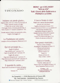 Carte du Ristorante Tregnago 1908 à Montecchia di Crosara