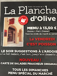 Menu / carte de La Plancha d'Olive à Libourne