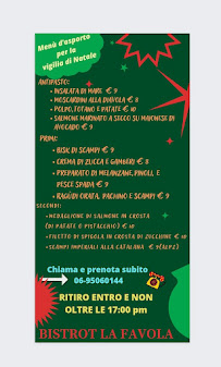 Menu du Bistrot La Favola à Rome