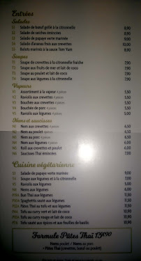 PÂTES THAÏ à Paris menu