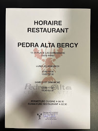 Pedra Alta Bercy à Paris menu