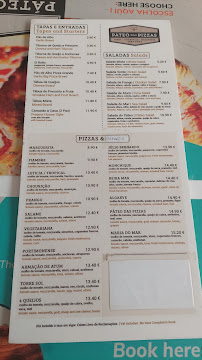 Pizzeria Páteo das Pizzas à Armação de Pêra (le menu)