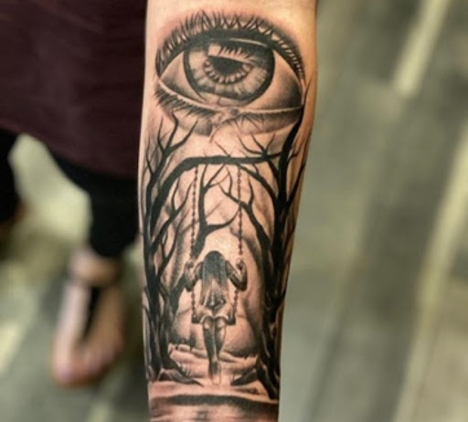 Explore finger lettering tattoo ideas, creative tattoo ideas in Las Vegas, available at 70Duece Tattoos