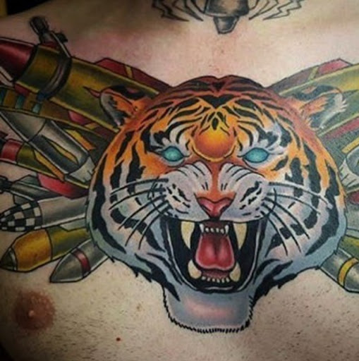 Explore american traditional chest tattoo ideas, creative tattoo ideas in Ambler, available at Tattoo GalaxyAmbler Piercing & Custom Tattoos
