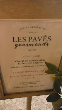 Restaurant Les Pavés Gourmands à Thueyts - menu / carte