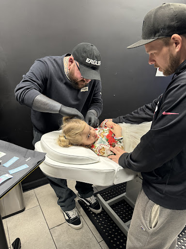 Explore mom & son tattoo ideas, creative tattoo ideas in Edison, available at Black Moon Piercing