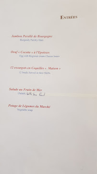 Menu / carte de Restaurant de l'Abbaye à Flavigny-sur-Ozerain
