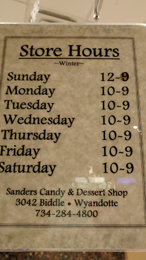 Ice Cream Shop «Sanders Chocolate & Ice Cream Shoppes - Wyandotte», reviews and photos, 3042 Biddle Ave, Wyandotte, MI 48192, USA