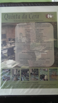Menu / carte de Quinta da Cera à Chaves