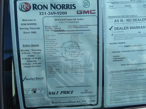 Used Car Dealer «Ron Norris Buick GMC», reviews and photos, 1350 S Washington Ave, Titusville, FL 32780, USA