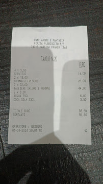 Restaurant italien Pane Amore e Fantasia à Martina Franca (la carte)